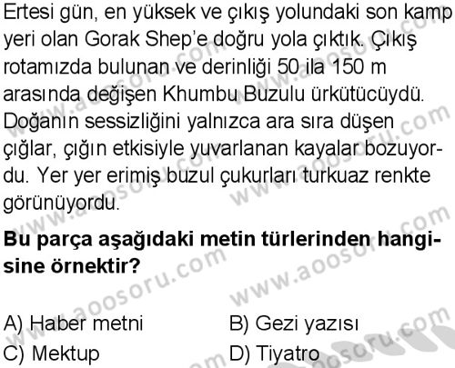 Türkçe 6 Dersi 2024-2025 yılı 1. Dönem sınavı 4. Soru Türkçe 6 Dersi 2024-2025 yılı 1. Dönem sınavı 4. Soru
