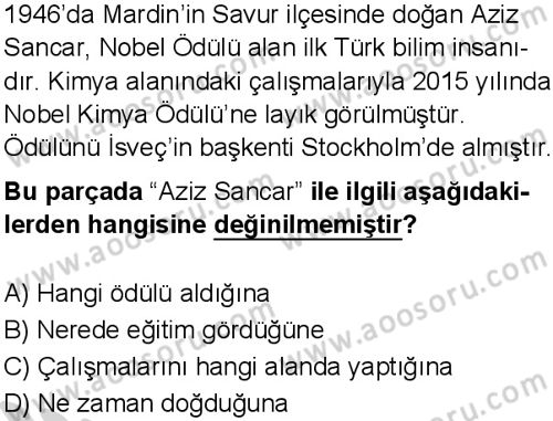 Türkçe 6 Dersi 2024-2025 yılı 1. Dönem sınavı 6. Soru Türkçe 6 Dersi 2024-2025 yılı 1. Dönem sınavı 6. Soru