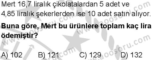 Matematik 6 Dersi 2024-2025 yılı 1. Dönem sınavı 4. Soru Matematik 6 Dersi 2024-2025 yılı 1. Dönem sınavı 4. Soru
