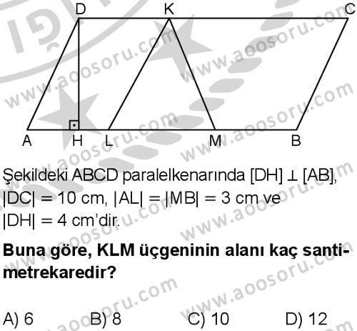 Matematik 6 Dersi 2024-2025 yılı 1. Dönem sınavı 6. Soru Matematik 6 Dersi 2024-2025 yılı 1. Dönem sınavı 6. Soru