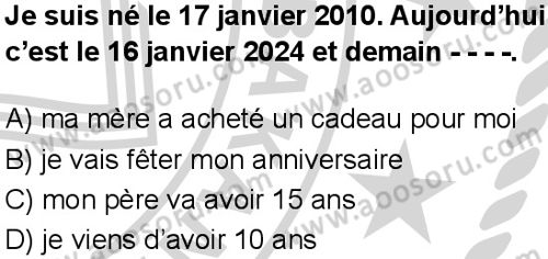 Fransızca 7 Dersi 2024-2025 yılı 1. Dönem sınavı 7. Soru Fransızca 7 Dersi 2024-2025 yılı 1. Dönem sınavı 7. Soru