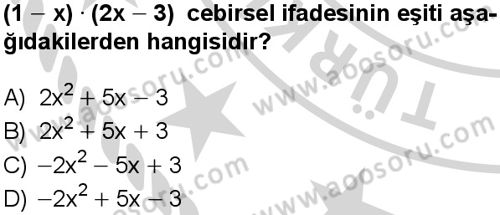 Matematik 8 Dersi 2024-2025 yılı 1. Dönem sınavı 4. Soru Matematik 8 Dersi 2024-2025 yılı 1. Dönem sınavı 4. Soru