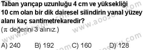 Matematik 8 Dersi 2024-2025 yılı 1. Dönem sınavı 9. Soru Matematik 8 Dersi 2024-2025 yılı 1. Dönem sınavı 9. Soru