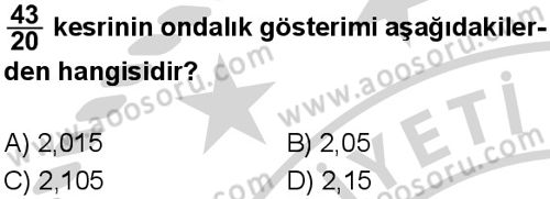 Matematik 5 Dersi 2024-2025 yılı 2. Dönem sınavı 6. Soru Matematik 5 Dersi 2024-2025 yılı 2. Dönem sınavı 6. Soru