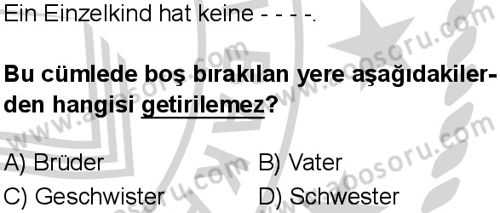 Almanca 6 Dersi 2024-2025 yılı 2. Dönem sınavı 8. Soru Almanca 6 Dersi 2024-2025 yılı 2. Dönem sınavı 8. Soru