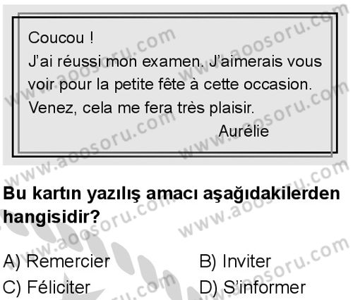 Fransızca 8 Dersi 2024-2025 yılı 2. Dönem sınavı 4. Soru Fransızca 8 Dersi 2024-2025 yılı 2. Dönem sınavı 4. Soru