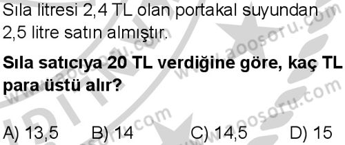 Matematik 6 Dersi 2024-2025 yılı 2. Dönem sınavı 4. Soru Matematik 6 Dersi 2024-2025 yılı 2. Dönem sınavı 4. Soru