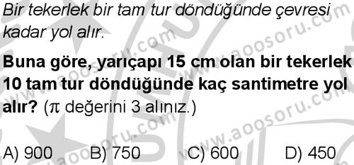 Matematik 6 Dersi 2024-2025 yılı 2. Dönem sınavı 8. Soru Matematik 6 Dersi 2024-2025 yılı 2. Dönem sınavı 8. Soru