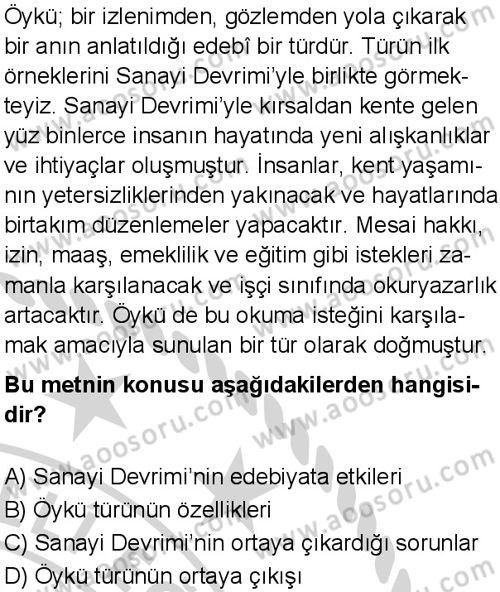 Türkçe 8 Dersi 2024-2025 yılı 2. Dönem sınavı 10. Soru Türkçe 8 Dersi 2024-2025 yılı 2. Dönem sınavı 10. Soru