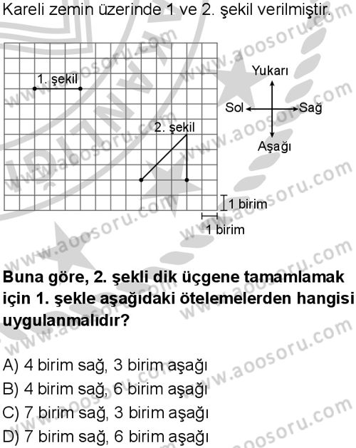 Matematik 8 Dersi 2024-2025 yılı 2. Dönem sınavı 8. Soru Matematik 8 Dersi 2024-2025 yılı 2. Dönem sınavı 8. Soru