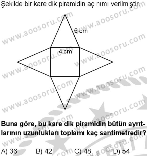 Matematik 8 Dersi 2024-2025 yılı 2. Dönem sınavı 9. Soru Matematik 8 Dersi 2024-2025 yılı 2. Dönem sınavı 9. Soru