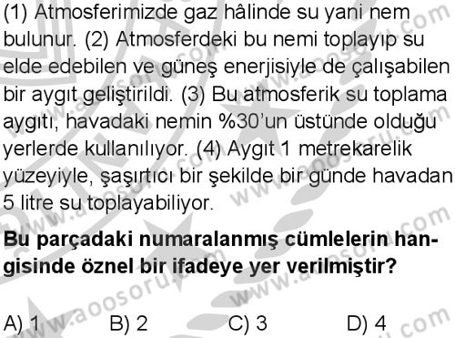 Türkçe 5 Dersi 2024-2025 yılı 3. Dönem sınavı 6. Soru