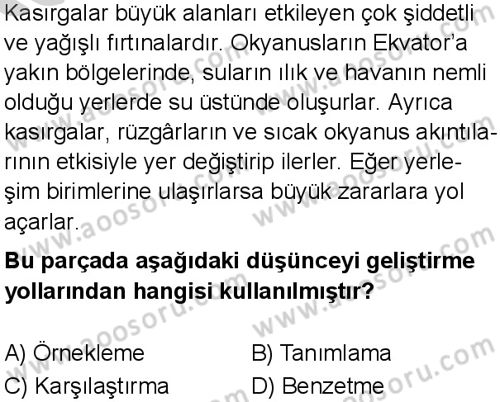 Türkçe 5 Dersi 2024-2025 yılı 3. Dönem sınavı 7. Soru