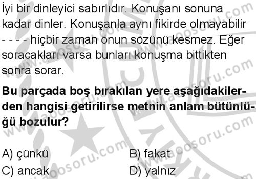 Türkçe 5 Dersi 2024-2025 yılı 3. Dönem sınavı 9. Soru