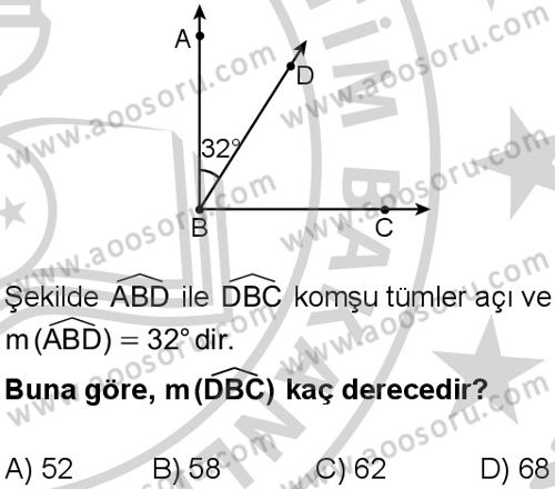 Matematik 5 Dersi 2024-2025 yılı 3. Dönem sınavı 2. Soru
