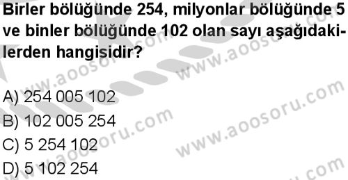 Matematik 5 Dersi 2024-2025 yılı 3. Dönem sınavı 3. Soru