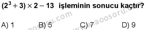Matematik 5 Dersi 2024-2025 yılı 3. Dönem sınavı 8. Soru
