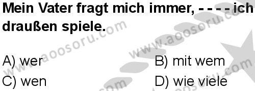 Almanca 6 Dersi 2024-2025 yılı 3. Dönem sınavı 1. Soru