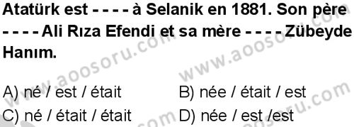 Fransızca 6 Dersi 2024-2025 yılı 3. Dönem sınavı 6. Soru