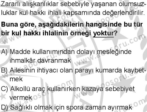 Din Kültürü ve Ahlak Bilgisi 6 Dersi 2024-2025 yılı 3. Dönem sınavı 6. Soru