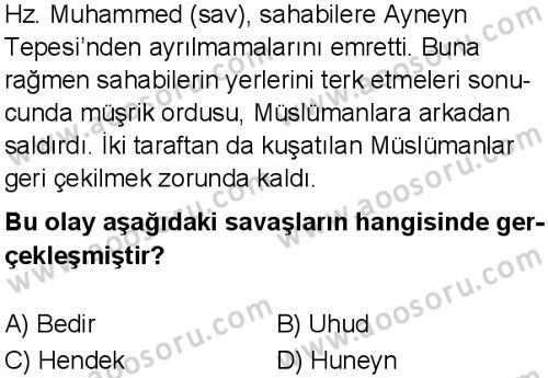 Din Kültürü ve Ahlak Bilgisi 6 Dersi 2024-2025 yılı 3. Dönem sınavı 8. Soru
