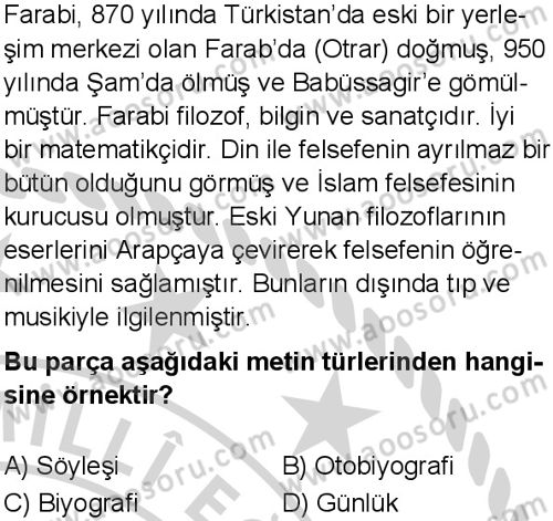Türkçe 7 Dersi 2024-2025 yılı 3. Dönem sınavı 9. Soru