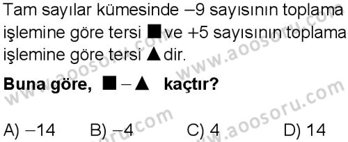 Matematik 7 Dersi 2024-2025 yılı 3. Dönem sınavı 1. Soru