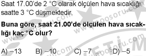 Matematik 7 Dersi 2024-2025 yılı 3. Dönem sınavı 3. Soru