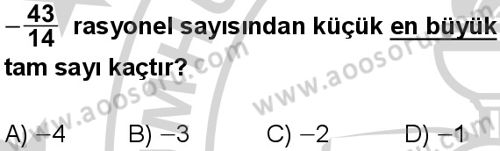 Matematik 7 Dersi 2024-2025 yılı 3. Dönem sınavı 4. Soru