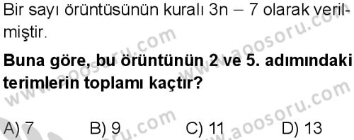 Matematik 7 Dersi 2024-2025 yılı 3. Dönem sınavı 8. Soru