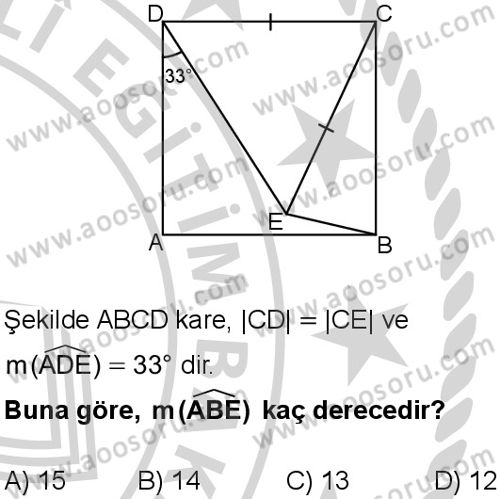 Matematik 7 Dersi 2024-2025 yılı 3. Dönem sınavı 9. Soru