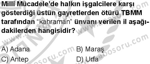 T.C. İnklap Tarihi ve Atatürkçülük 8 Dersi 2024-2025 yılı 3. Dönem sınavı 5. Soru