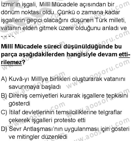 T.C. İnklap Tarihi ve Atatürkçülük 8 Dersi 2024-2025 yılı 3. Dönem sınavı 6. Soru