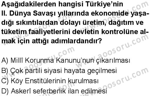 T.C. İnklap Tarihi ve Atatürkçülük 8 Dersi 2024-2025 yılı 3. Dönem sınavı 10. Soru