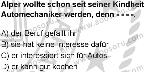 Almanca 8 Dersi 2024-2025 yılı 3. Dönem sınavı 1. Soru