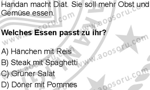 Almanca 8 Dersi 2024-2025 yılı 3. Dönem sınavı 7. Soru