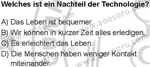 Almanca 8 Dersi 2024-2025 yılı 3. Dönem sınavı 10. Soru