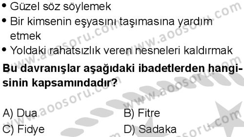 Din Kültürü ve Ahlak Bilgisi 8 Dersi 2024-2025 yılı 3. Dönem sınavı 3. Soru