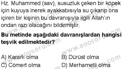 Din Kültürü ve Ahlak Bilgisi 8 Dersi 2024-2025 yılı 3. Dönem sınavı 6. Soru