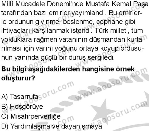 Sosyal Bilgiler 5 Dersi 2024-2025 yılı 3. Dönem sınavı 1. Soru