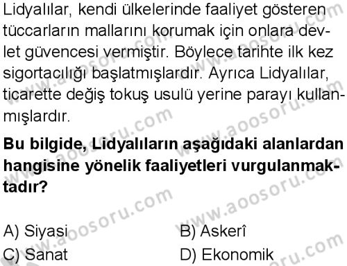 Sosyal Bilgiler 5 Dersi 2024-2025 yılı 3. Dönem sınavı 5. Soru