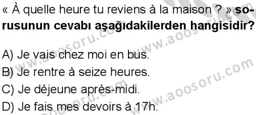 Fransızca 5 Dersi 2024-2025 yılı 3. Dönem sınavı 4. Soru
