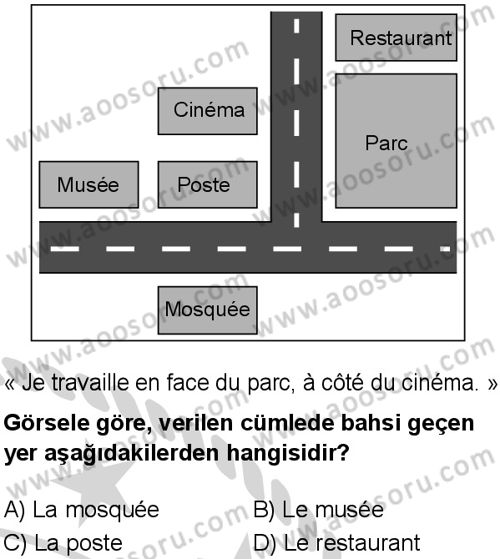 Fransızca 5 Dersi 2024-2025 yılı 3. Dönem sınavı 5. Soru