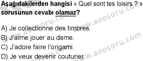 Fransızca 5 Dersi 2024-2025 yılı 3. Dönem sınavı 7. Soru