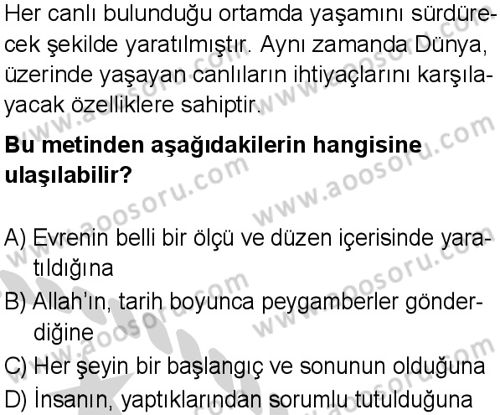 Din Kültürü ve Ahlak Bilgisi 5 Dersi 2024-2025 yılı 3. Dönem sınavı 1. Soru