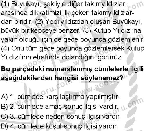 Türkçe 6 Dersi 2024-2025 yılı 3. Dönem sınavı 6. Soru