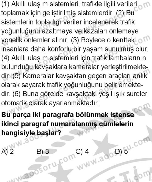 Türkçe 6 Dersi 2024-2025 yılı 3. Dönem sınavı 8. Soru
