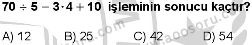 Matematik 6 Dersi 2024-2025 yılı 3. Dönem sınavı 1. Soru