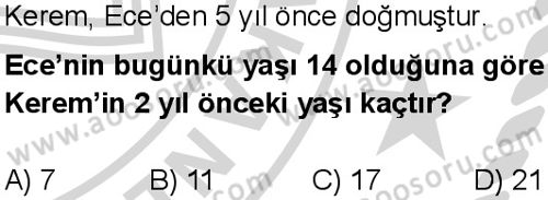 Matematik 6 Dersi 2024-2025 yılı 3. Dönem sınavı 2. Soru