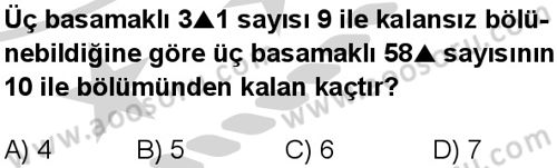 Matematik 6 Dersi 2024-2025 yılı 3. Dönem sınavı 3. Soru